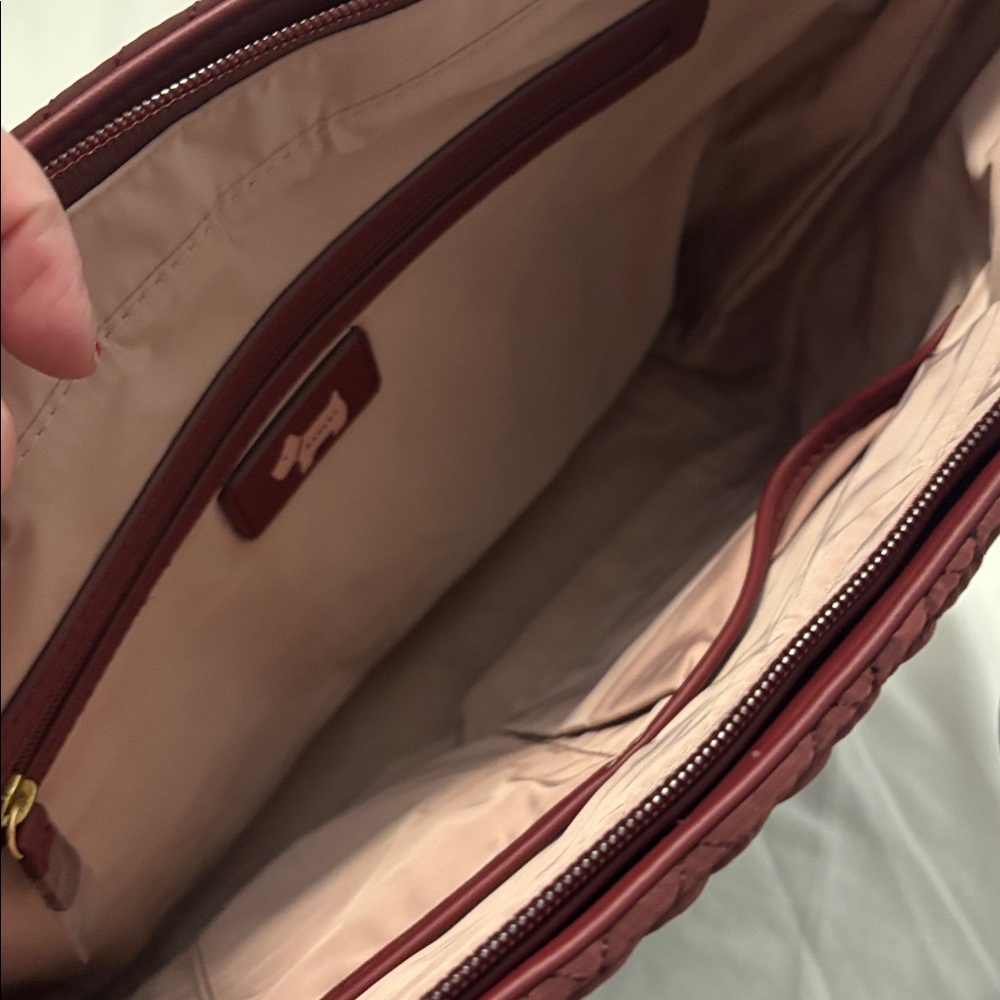 Radley London Barge Walk Medium Zip Top Multiway bag burgundy color shopper tote - Picture 7 of 16